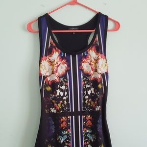 Floral print racerback bodycon sleeveless dress